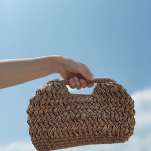 Handmade Raffia Clutch Bag: Natural Fiber Summer Pouch, Raffia Purse HandBag image 1