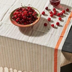 Linen Coral Peshtemal Towel, Linen Table Cloth, Orange Strip Linen Cotton Towel, Turkish Bath Towel, Beach Towel, Blanket image 7