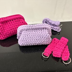 PENIE Crochet Clutch Bag, Crochet Clutch Bag, Purple Crochet Clutch Bag, Cotton Yarn Bag, Cotton Crochet Clutch, Penie Clutch Bag Gift