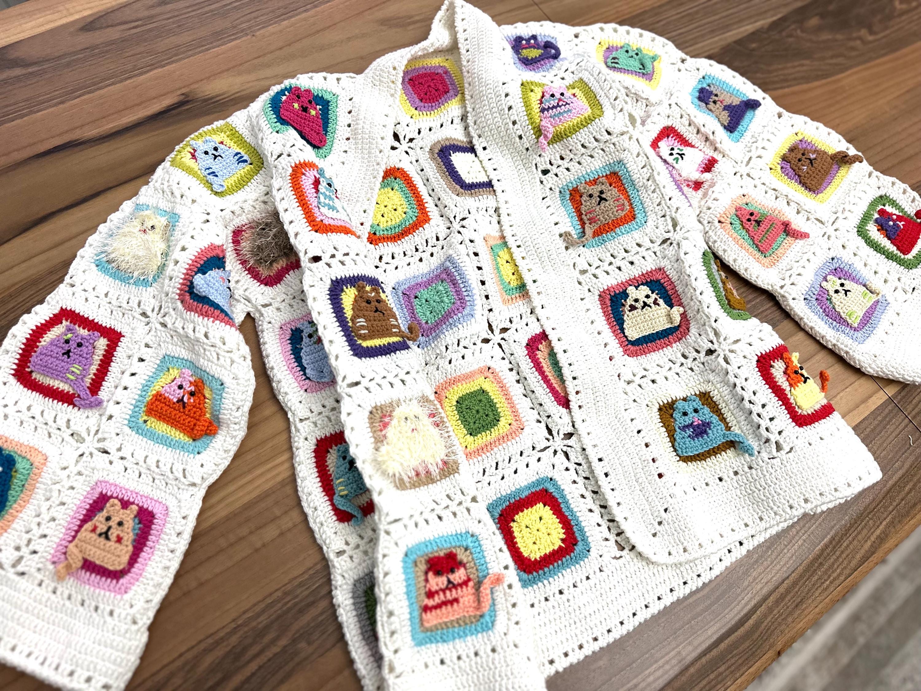 Cat Crochet Cardigan, Handmade Crochet Cat Cardigan for Women, Afghan ...