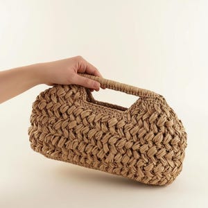 Handmade Raffia Clutch Bag: Natural Fiber Summer Pouch, Raffia Purse HandBag image 3