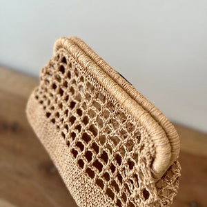 Beach Clutch, Straw Crochet Clutch BAG, Raffia Bag Coach, Natural Hand-Knitted Clutch, Woven Raffia Bag, Straw Clutch, Organic Clutch Bag