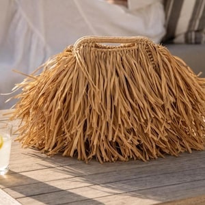 Handmade Crochet Pouch Fringe Purse, Raffia Boho HandBag, NEW COLLECTION: Hedgehog Bag