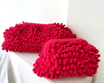 Viva Magenta Bag, Handmade Clutch Bag, Puffy Clutch Bag, Red Cluch, Party Bag, Puffy Handmade Bag