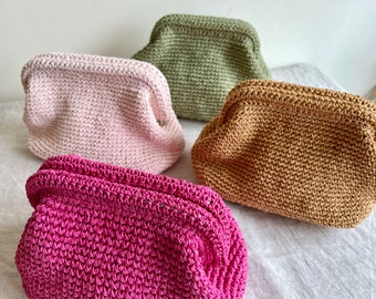 Mini Raffia Clutch, Crochet Clutch, Straw CLUTCH, Raffia Clutch Bag, Crochet Clutch, Straw Purse, Hand-Knitted Clutch