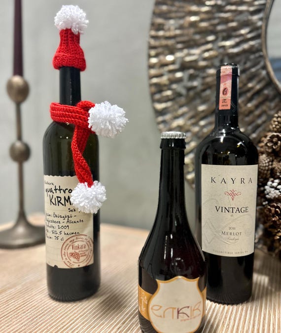 2 Housses De Bouteille De Vin Noël – Tissu, Décoration De Fête, Environ 23x13 Cm - 3