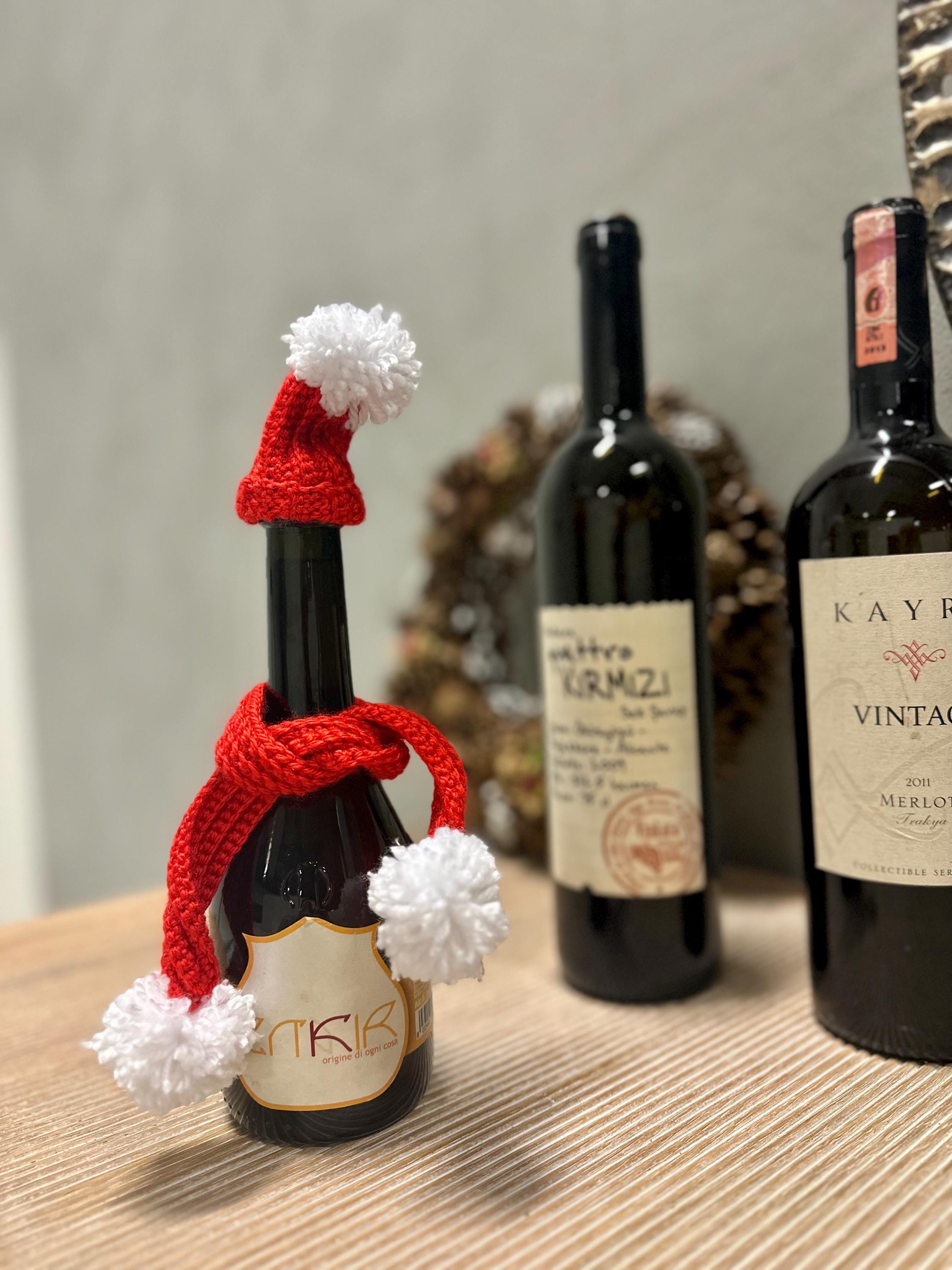 Mini Bonnets De Père Noël Avec Écharpe – Déco Festive Pour Bouteilles De Vin, Cadeaux Ou Tables De Fêtes – Ambiance Noël Garantie ! - 9