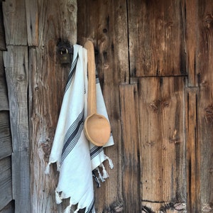 Oversized Handmade Wood Spoon, Vintage Cooking Spoon, Boho Wooden Kitchen Tool, Carved Big Wood Spoon, Handmade Rustic Serving Spoon, 16.5 image 1