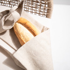 Linen Baguette Bread Bag, French Bread shopping Bag, Bread Bag, Canadien Gift, Foodie gift, Frenchy Cusine Gift, Design Bread Bag 2 packs image 8