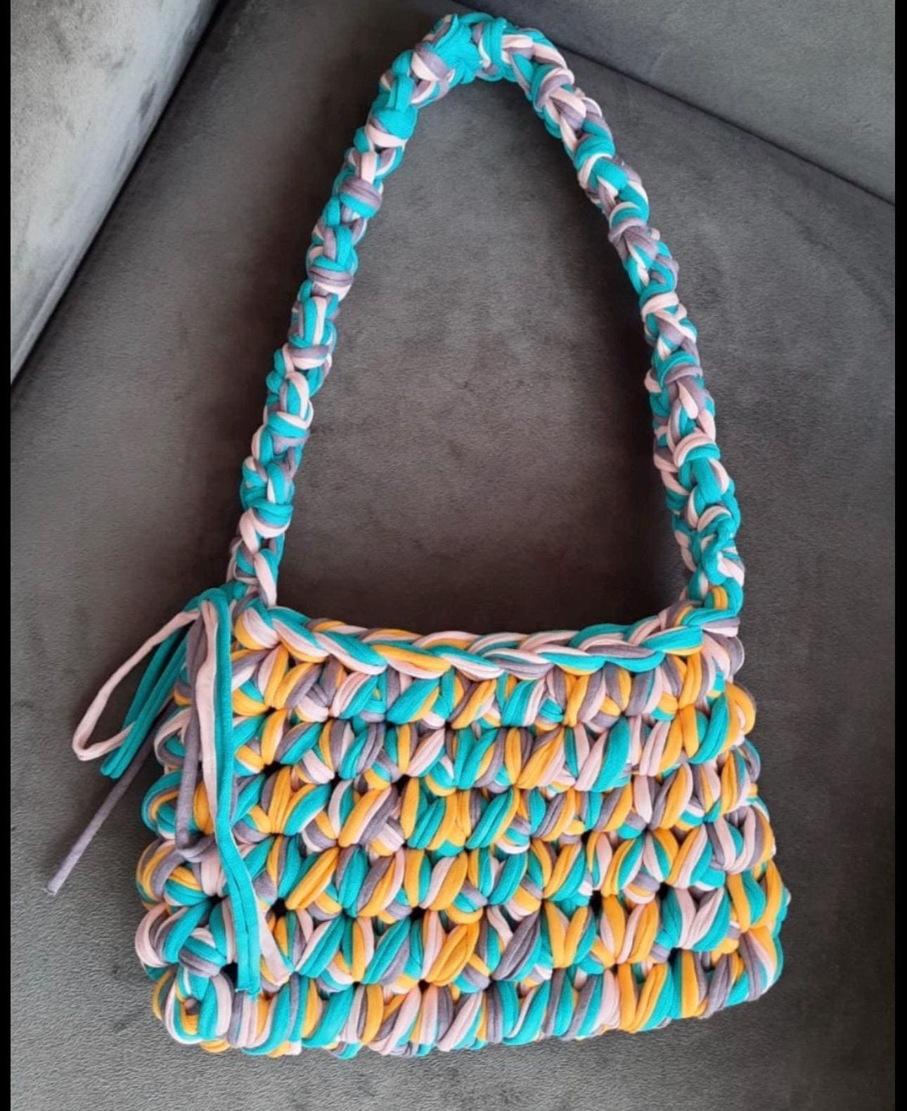 PENIE BAG, Crochet Shoulder Bag, Chunky Crochet Bag,  Handmade with Recycled T-Shirt Yarn, Viral TikTok Trend, Sustainable Fashion Tote Gift