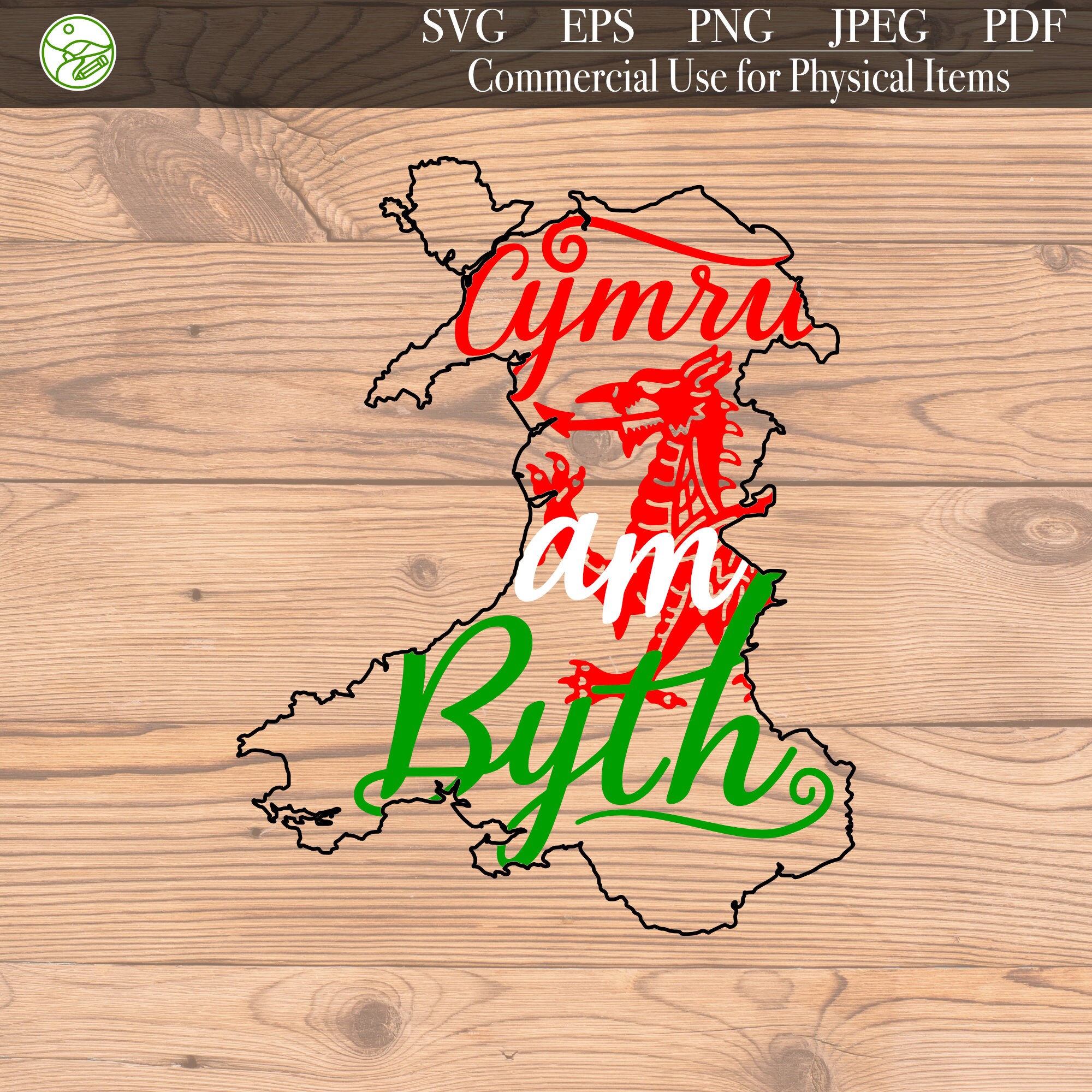 Cymru am Byth Welsh Design Descargar. Archivo de corte SVG para Cricut