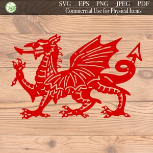 Welsh Dragon Design Download. SVG Cut File for Cricut/Silhouette. PNG, JPEG & Eps instant download