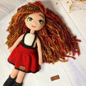 Handmade Knitted Red Haired Girl Doll For Girls