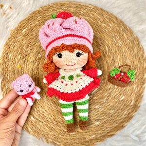 Handmade Strawberry  Dolls | Collectible Amigurumi Crochet Characters | Personalized Name Toys | Knitted Plush Gift For Kids