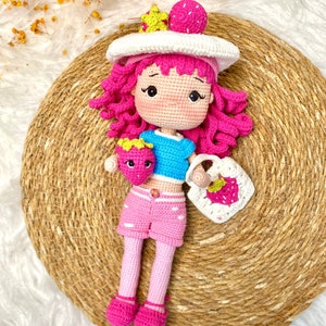 Handmade Crochet Strawberry Doll: Personalized Amigurumi Plush Toy