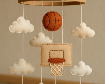 Handmade Basketball Baby Mobile: Felt Nursery Decor