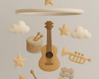 Handmade Musical Instrument Baby Mobile: Felt Nursery Decor