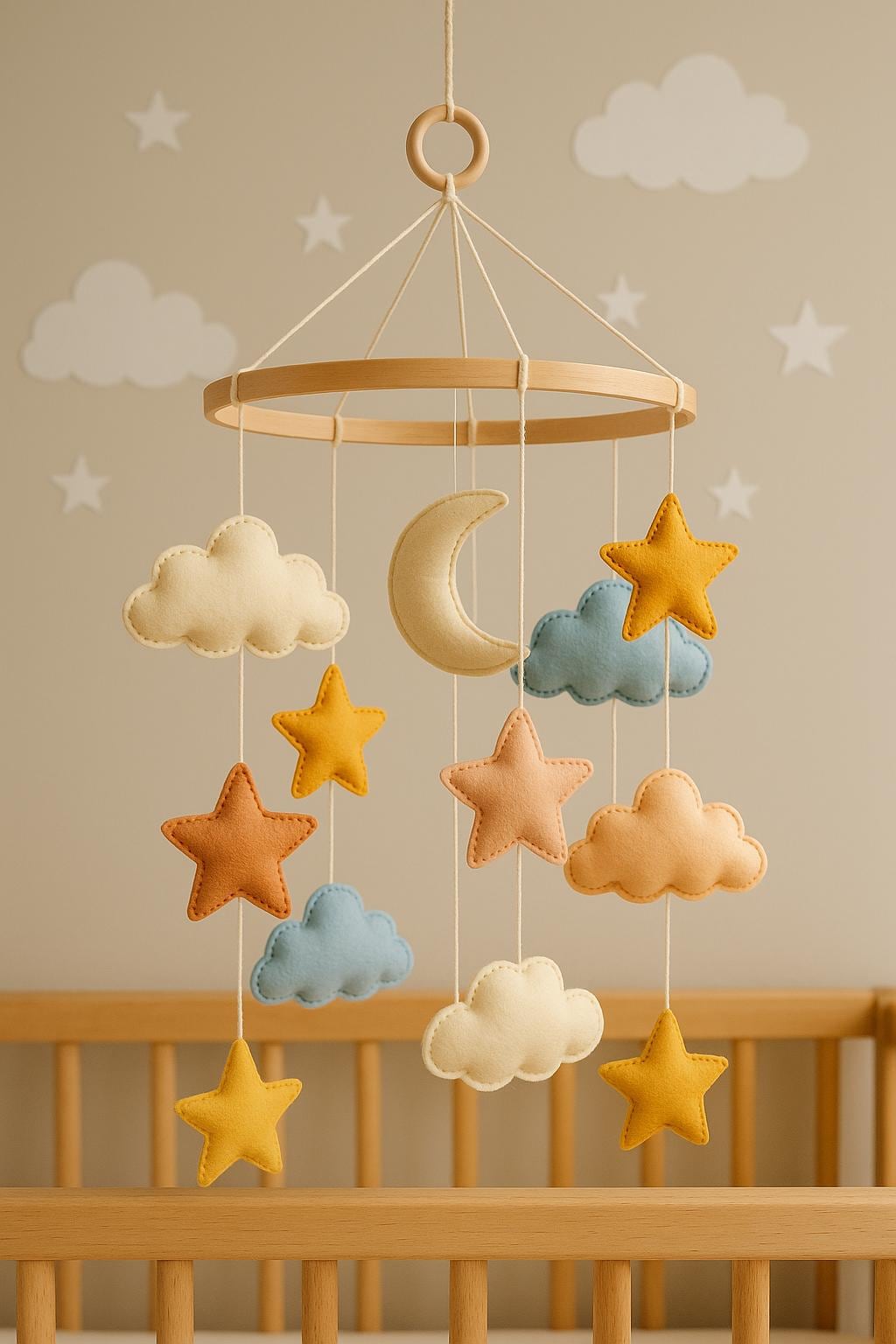 Handmade Felt Baby Mobile: Colorful Sky Nursery Decor