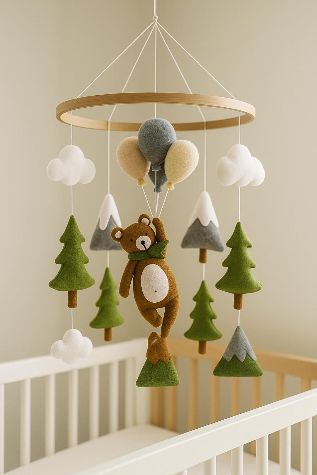 Handmade Felt Teddy Bear Crib Mobile: Baby Nursery Decor - Etsy