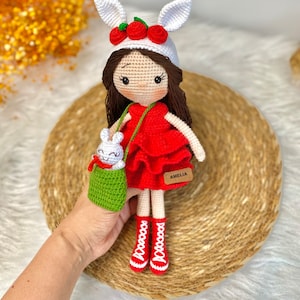 Crochet doll for sale, Granddaughter gift idea, Amigurumi finished doll in clothes, Birthday gift Snowflake doll, Babyshower gift,