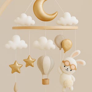Handmade Woodland Rabbit Crib Mobile: Felt Animals & Stars