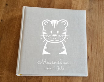 Personalized Photo Album - Tommy Tiger | Photo album individually | Reminder| Gift for the birth | Baptism| Baby shower| Family Photo Album