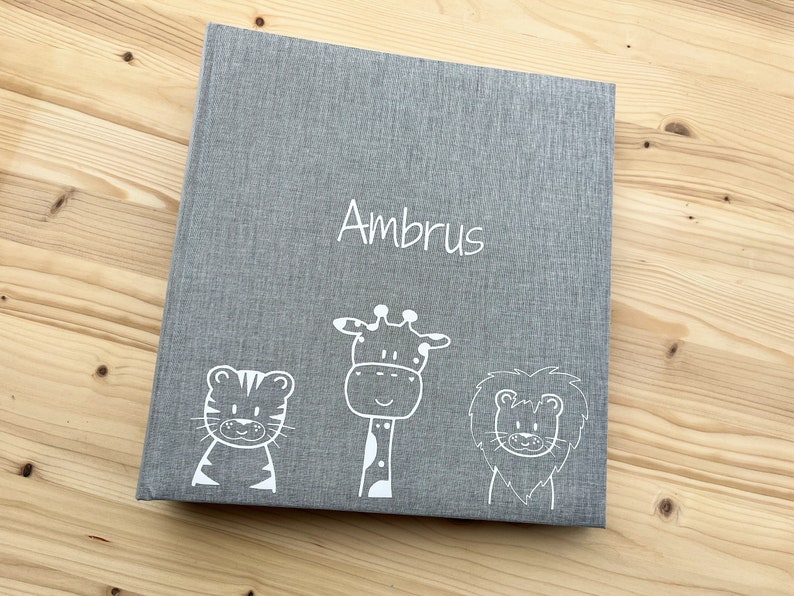 Personalisiertes Fotoalbum Safari Gang Fotoalbum Geschenk zur Geburt Taufe Babyparty Familienfotoalbum Hochzeit Bild 6