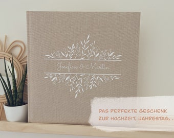 Personalisiertes Fotoalbum- floral frame | Hochzeitsalbum  | Blumenrahmen | Familienalbum | Babyalbum | Geschenk zur Hochzeit, Geburt, Taufe