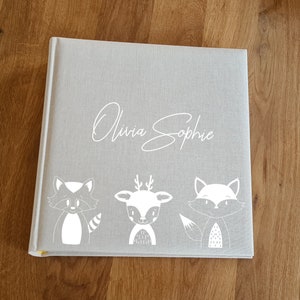 Personalisiertes Fotoalbum Waldfreunde Fotoalbum Geschenk zur Geburt Taufe Babyparty Familienfotoalbum Hochzeit Bild 2