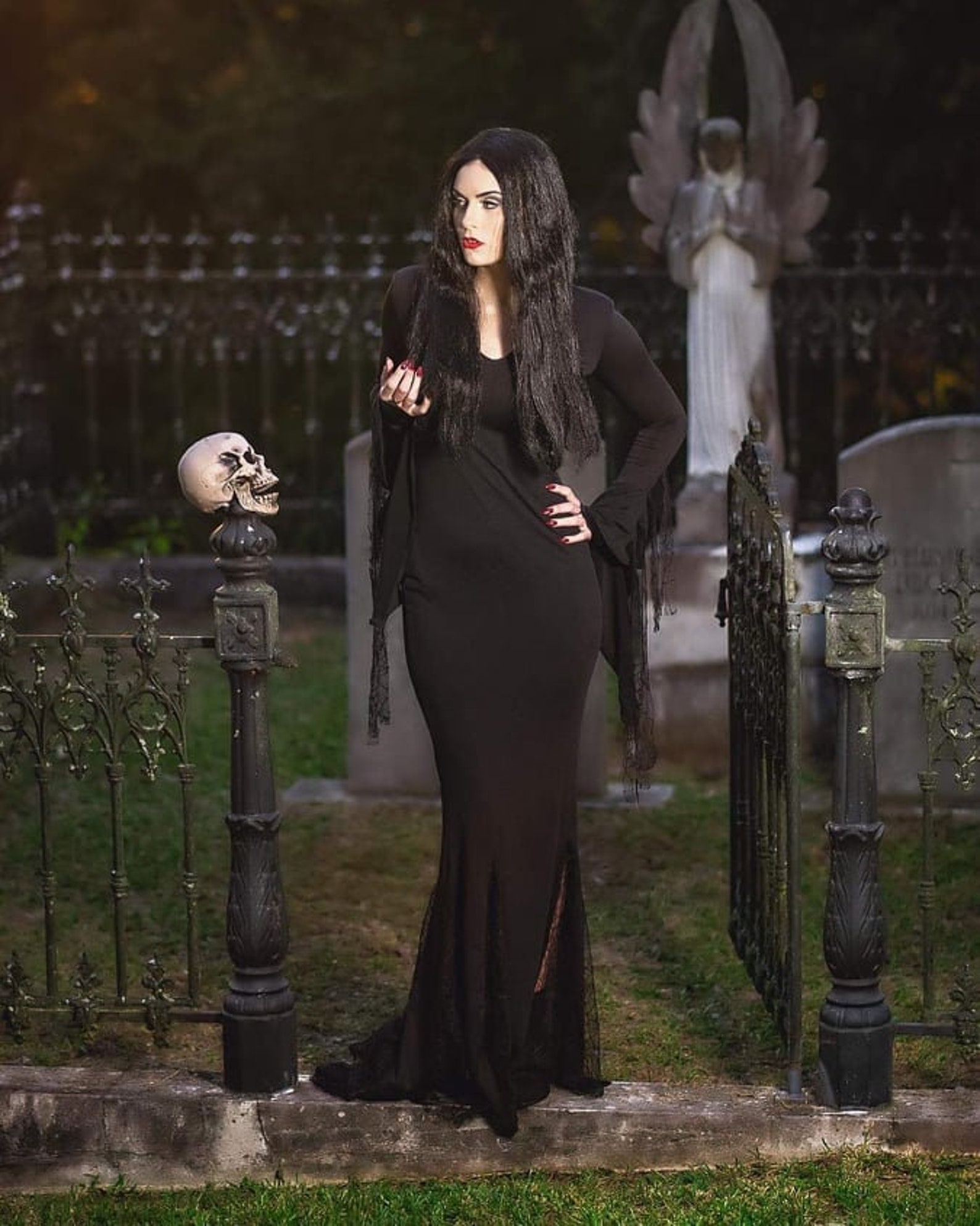 Plus Size Halloween Morticia Addams Outfits Halloween Witch Etsy Plus Size Halloween Morticia Addams Outfits Halloween Witch Etsy