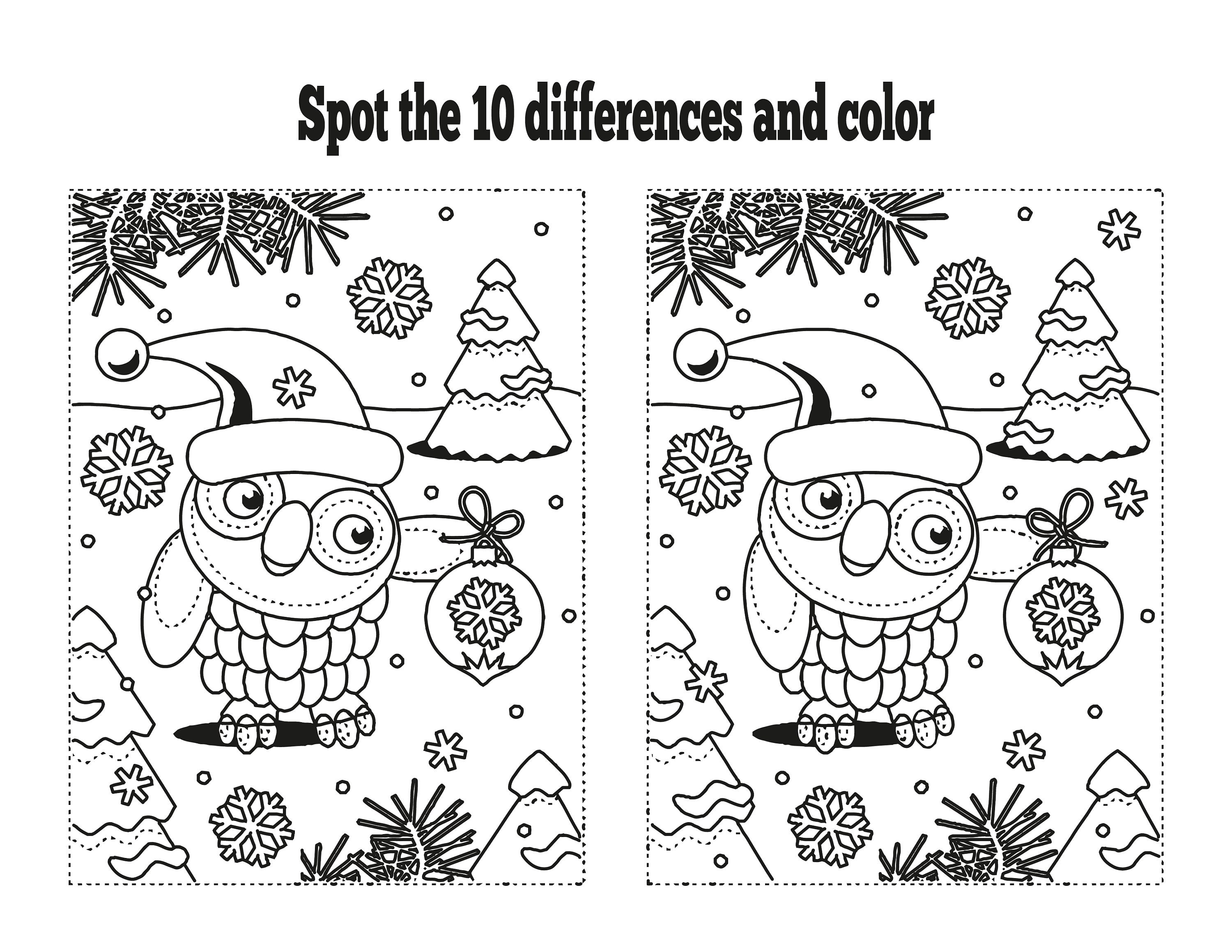 Spot the Difference Christmas Themed Activity/coloring Book, 30 Total Images, Digital Etsy