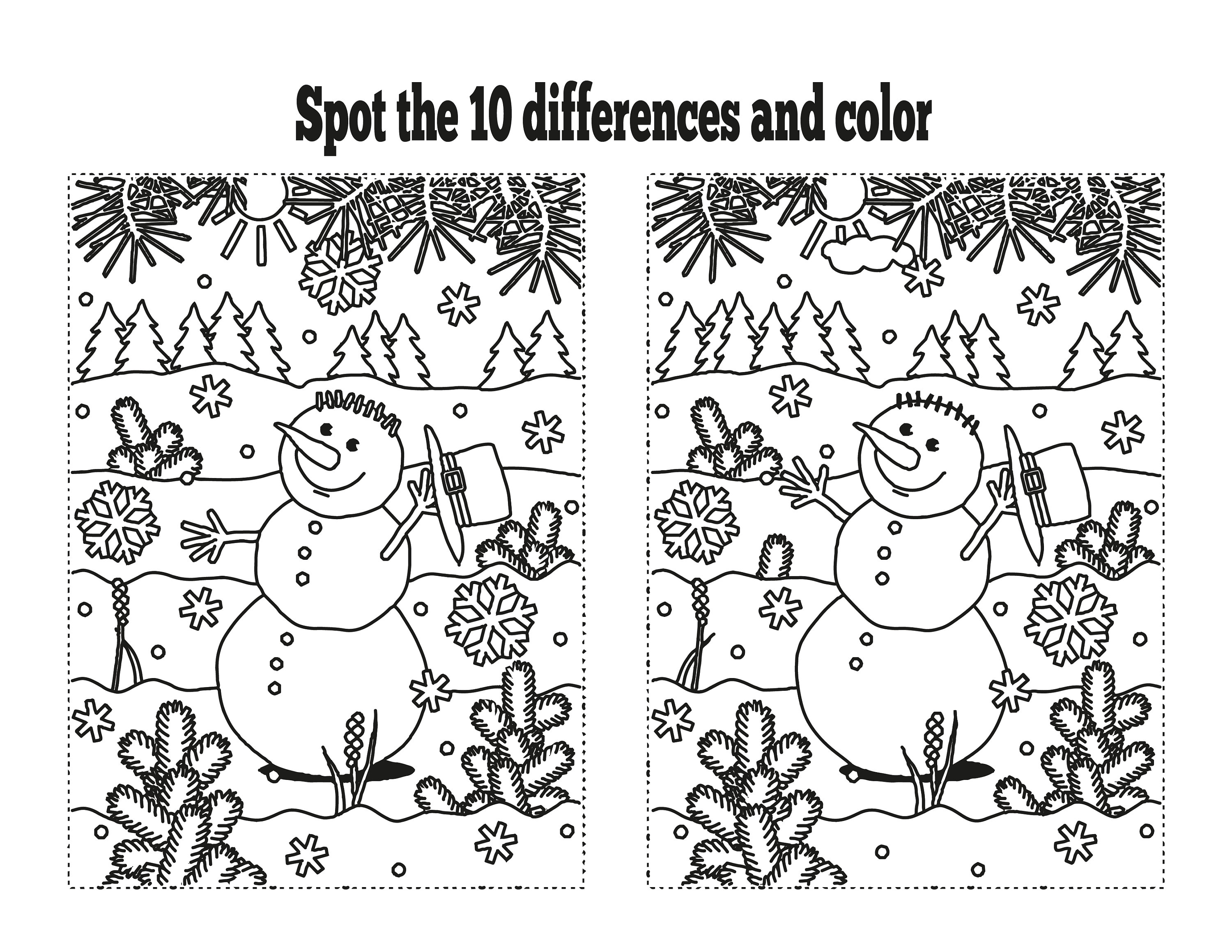 Spot the Difference Christmas Themed Activity/coloring Book, 30 Total Images, Digital Etsy