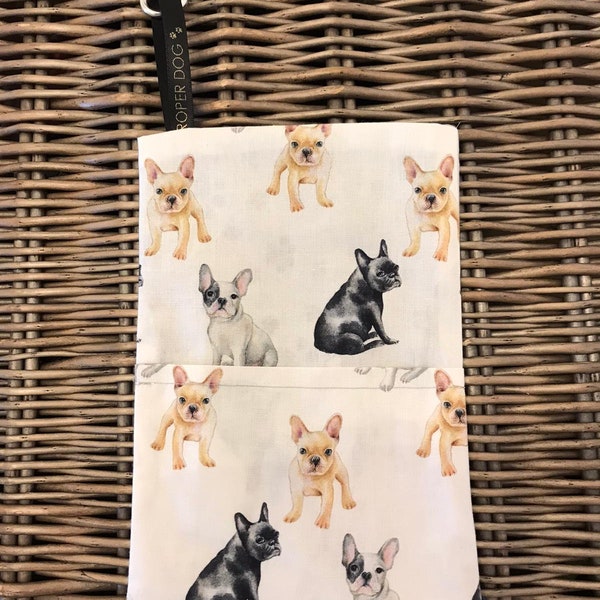 Schöne handgemachte Baumwolle behandeln Tasche mit einem wunderschönen FrenchIe Französisch Bulldogge Druck Stoff