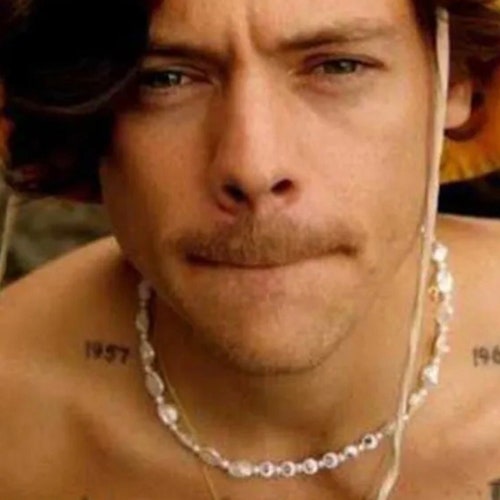 Harry Styles Inspired golden Pearl Necklace Choker Etsy