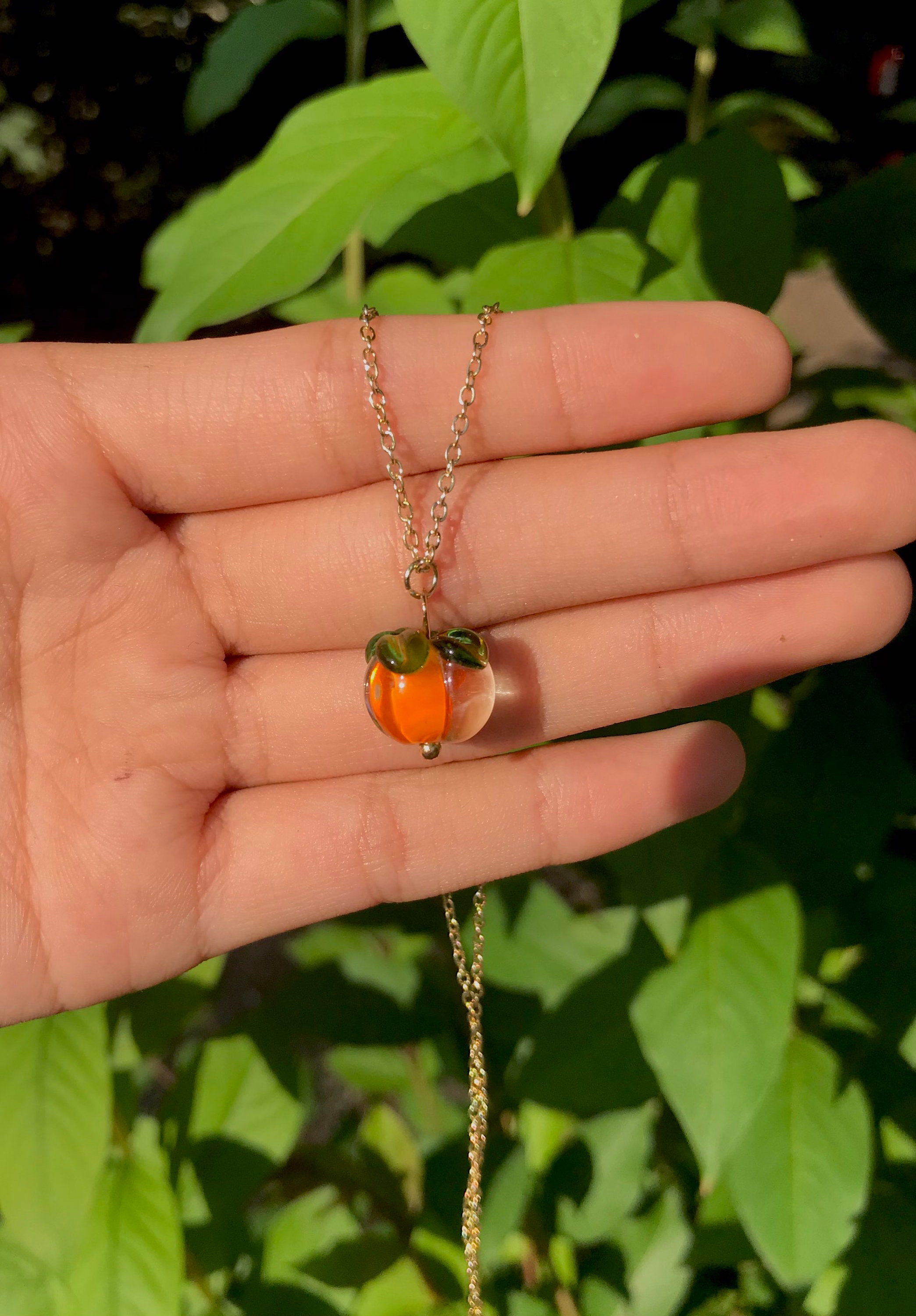 Peach charm necklace outlet