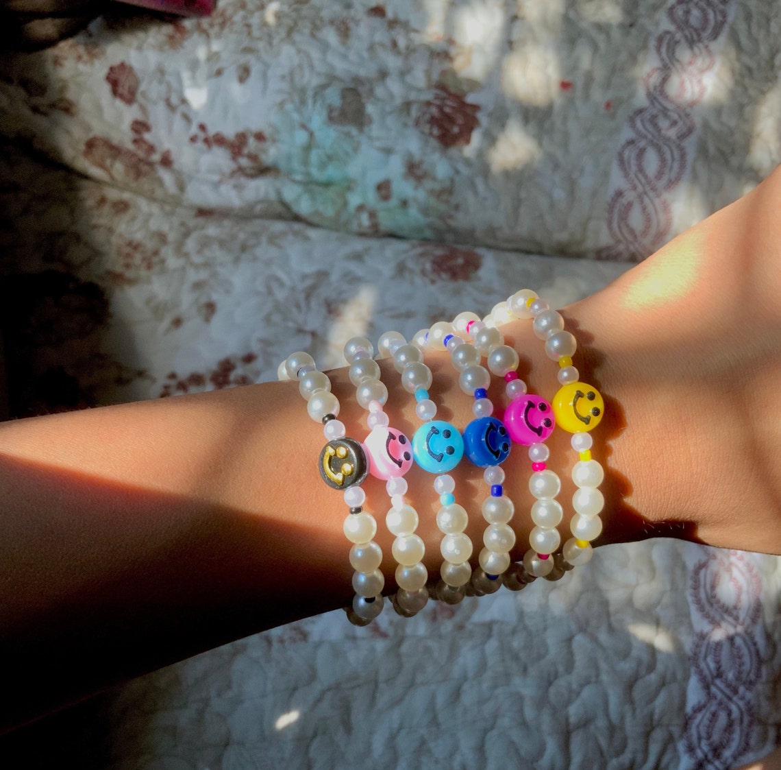 Smiley face pearl bracelet aesthetic/preppy Etsy