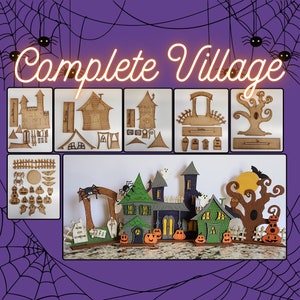 Halloween Village, Paint Your Own, Spooky Season, Halloween Decor, Pumpkin, DIY Kit, Family Craft, Fun Activity, Kid Friendly, Ghosts