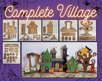 DIY Halloween Village Kit: Paint Your Own Spooky Decor