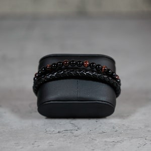 Men Luxury Beaded Leather Bracelet 1 peace Jewelry 2023 New York Wevvaro B7
