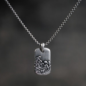 Men Necklace Stainless Steel Vintage Jewelry 2023 New York Wevvaro Wave , Gift for Him