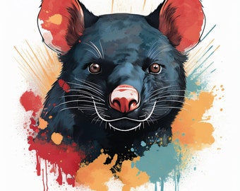 Tasmanian Devil Watercolor Art Print - Instant Download