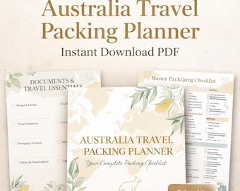 Australia Travel Packing Planner, Printable Travel Checklist PDF, Instant Download Vacation Planners