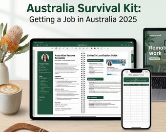 Getting a Job in Australia Planner | Resume, LinkedIn & Interview Guide | Digital Download
