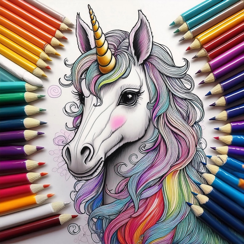 Enchanting Unicorn Coloring Book for Kids | Printable Coloring Pages - Etsy