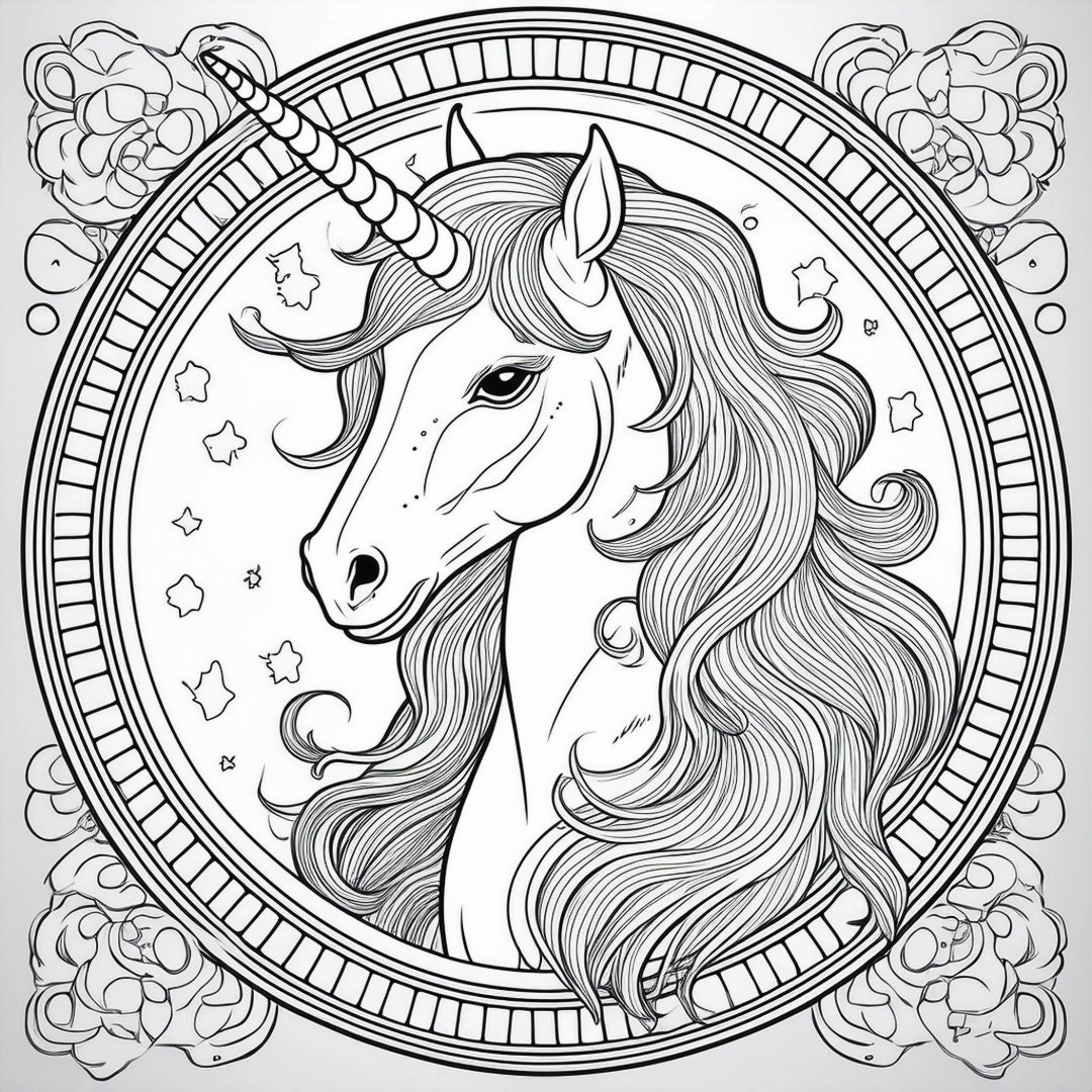 Enchanting Unicorn Coloring Book for Kids | Printable Coloring Pages - Etsy