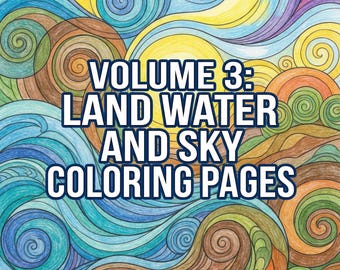 Adult Coloring Pages, Australian Nature Pattern Art, Land Water Sky (PDF Download)