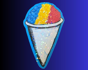 Pegatina de vinilo colorida de cono de nieve