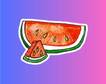 Holographic Watermelon Sticker: Waterproof Vinyl Decal