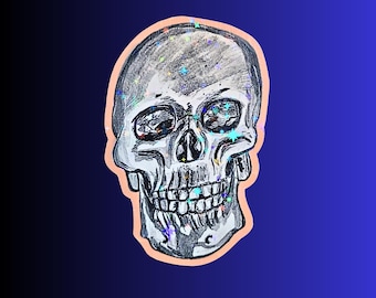 Adesivo de Caveira Holográfica: Adesivo de Vinil Assustador de Halloween
