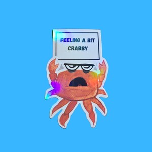 funny crab sticker gift for girlfriend silly crustacean decal for summer ocean sticker for water bottle sticker